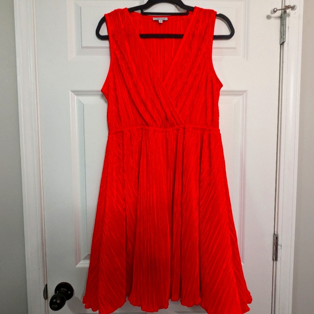 Fit and Flare Pleated Textured Dress XL #210